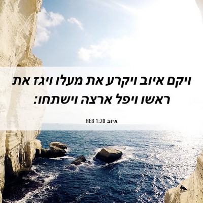 Picture 06 - איוב 1:20 HEB - ויקם איוב ויקרע את מעלו - Bible Verse Picture