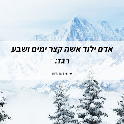 Picture 06 - איוב 14:1 HEB - אדם ילוד אשה קצר ימים ושבע - Bible Verse Picture