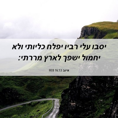 Picture 06 - איוב 16:13 HEB - יסבו עלי רביו יפלח כליותי - Bible Verse Picture