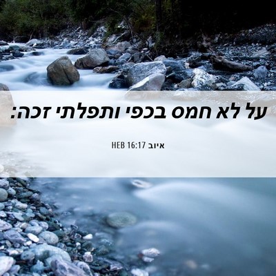 Picture 06 - איוב 16:17 HEB - על לא חמס בכפי ותפלתי - Bible Verse Picture