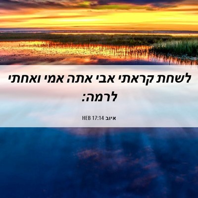 Picture 06 - איוב 17:14 HEB - לשחת קראתי אבי אתה אמי - Bible Verse Picture