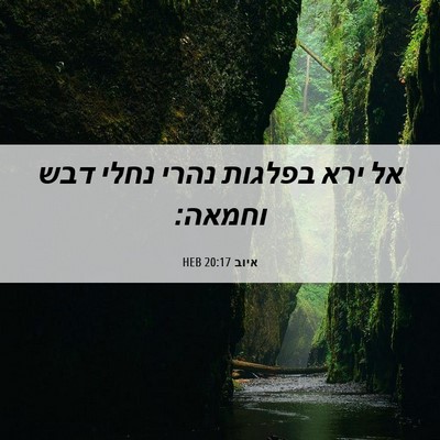 Picture 06 - איוב 20:17 HEB - אל ירא בפלגות נהרי נחלי דבש - Bible Verse Picture