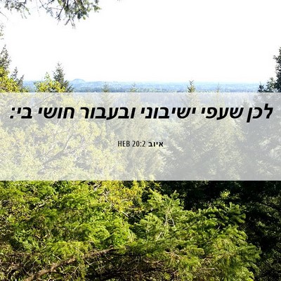 Picture 06 - איוב 20:2 HEB - לכן שעפי ישיבוני ובעבור - Bible Verse Picture