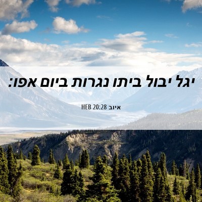 Picture 06 - איוב 20:28 HEB - יגל יבול ביתו נגרות ביום - Bible Verse Picture