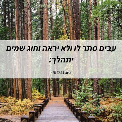 Picture 06 - איוב 22:14 HEB - עבים סתר לו ולא יראה וחוג - Bible Verse Picture