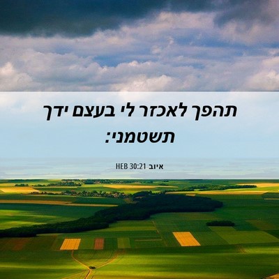 Picture 06 - איוב 30:21 HEB - תהפך לאכזר לי בעצם ידך - Bible Verse Picture