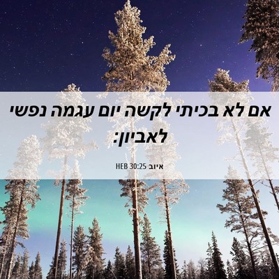 Picture 06 - איוב 30:25 HEB - אם לא בכיתי לקשה יום עגמה - Bible Verse Picture
