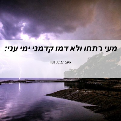 Picture 06 - איוב 30:27 HEB - מעי רתחו ולא דמו קדמני ימי - Bible Verse Picture