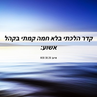 Picture 06 - איוב 30:28 HEB - קדר הלכתי בלא חמה קמתי בקהל - Bible Verse Picture