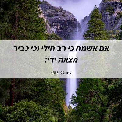 Picture 06 - איוב 31:25 HEB - אם אשמח כי רב חילי וכי כביר - Bible Verse Picture