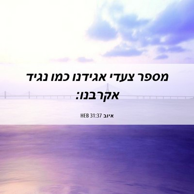 Picture 06 - איוב 31:37 HEB - מספר צעדי אגידנו כמו נגיד - Bible Verse Picture