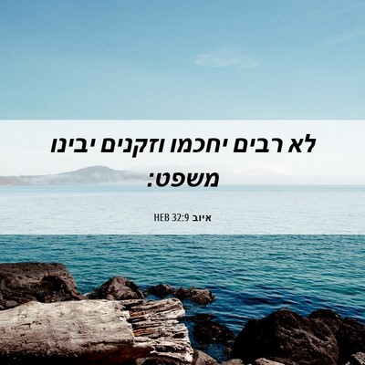 Picture 06 - איוב 32:9 HEB - לא רבים יחכמו וזקנים יבינו - Bible Verse Picture