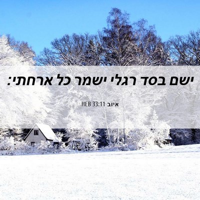 Picture 06 - איוב 33:11 HEB - ישם בסד רגלי ישמר כל - Bible Verse Picture