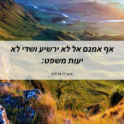 Picture 06 - איוב 34:12 HEB - אף אמנם אל לא ירשיע ושדי לא - Bible Verse Picture