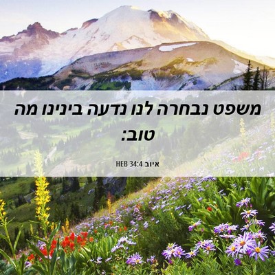Picture 06 - איוב 34:4 HEB - משפט נבחרה לנו נדעה בינינו - Bible Verse Picture