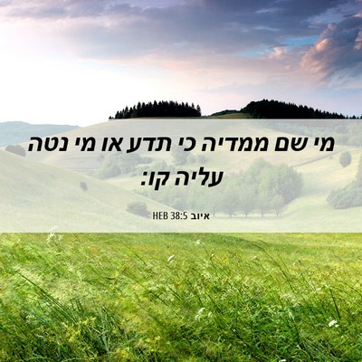 Picture 06 - איוב 38:5 HEB - מי שם ממדיה כי תדע או מי נטה - Bible Verse Picture