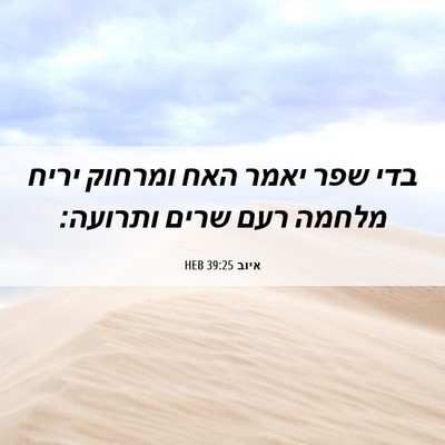 Picture 06 - איוב 39:25 HEB - בדי שפר יאמר האח ומרחוק - Bible Verse Picture