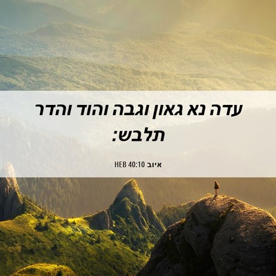 Picture 06 - איוב 40:10 HEB - עדה נא גאון וגבה והוד והדר - Bible Verse Picture