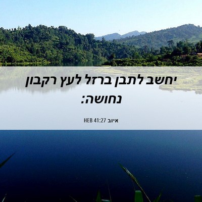 Picture 06 - איוב 41:27 HEB - יחשב לתבן ברזל לעץ רקבון - Bible Verse Picture