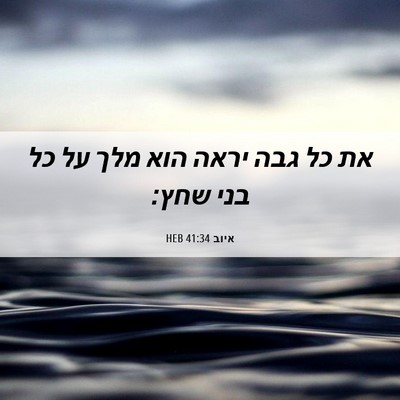 Picture 06 - איוב 41:34 HEB - את כל גבה יראה הוא מלך על כל - Bible Verse Picture