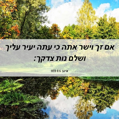 Picture 06 - איוב 8:6 HEB - אם זך וישר אתה כי עתה יעיר - Bible Verse Picture