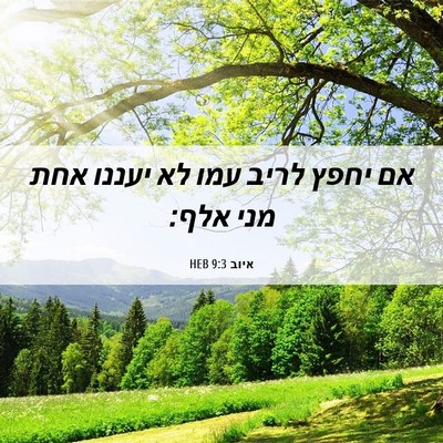 Picture 06 - איוב 9:3 HEB - אם יחפץ לריב עמו לא יעננו - Bible Verse Picture