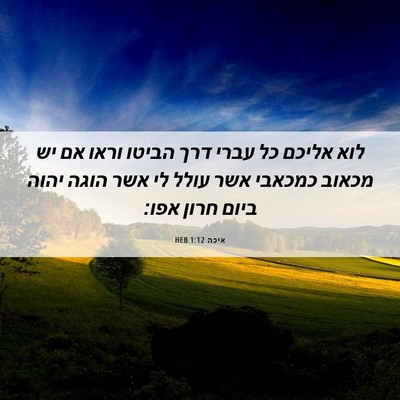 Picture 06 - איכה 1:12 HEB - לוא אליכם כל עברי דרך הביטו - Bible Verse Picture