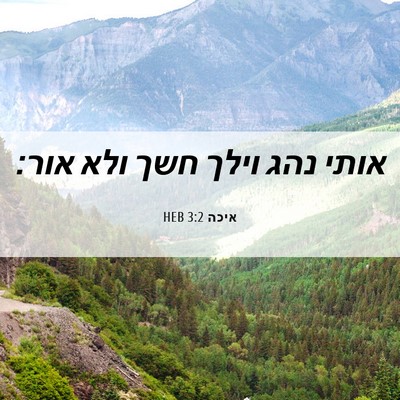 Picture 06 - איכה 3:2 HEB - אותי נהג וילך חשך ולא - Bible Verse Picture