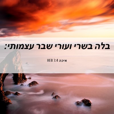Picture 06 - איכה 3:4 HEB - בלה בשרי ועורי שבר - Bible Verse Picture