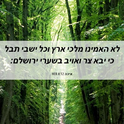 Picture 06 - איכה 4:12 HEB - לא האמינו מלכי ארץ וכל ישבי - Bible Verse Picture