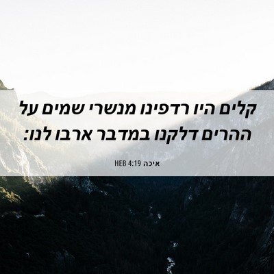 Picture 06 - איכה 4:19 HEB - קלים היו רדפינו מנשרי שמים - Bible Verse Picture