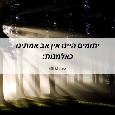 Picture 06 - איכה 5:3 HEB - יתומים היינו אין אב אמתינו - Bible Verse Picture