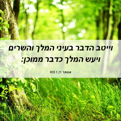 Picture 06 - אסתר 1:21 HEB - וייטב הדבר בעיני המלך - Bible Verse Picture