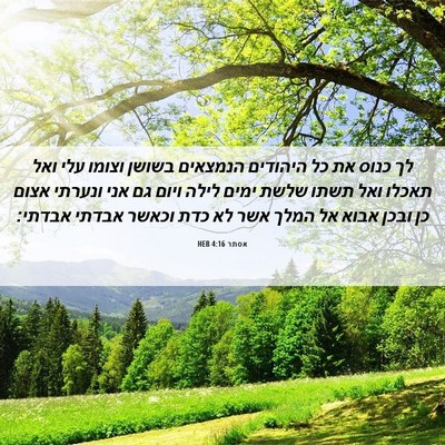Picture 06 - אסתר 4:16 HEB - לך כנוס את כל היהודים - Bible Verse Picture
