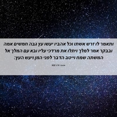 Picture 06 - אסתר 5:14 HEB - ותאמר לו זרש אשתו וכל אהביו - Bible Verse Picture