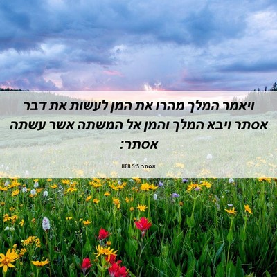 Picture 06 - אסתר 5:5 HEB - ויאמר המלך מהרו את המן - Bible Verse Picture