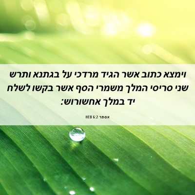 Picture 06 - אסתר 6:2 HEB - וימצא כתוב אשר הגיד מרדכי - Bible Verse Picture