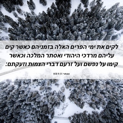 Picture 06 - אסתר 9:31 HEB - לקים את ימי הפרים האלה - Bible Verse Picture