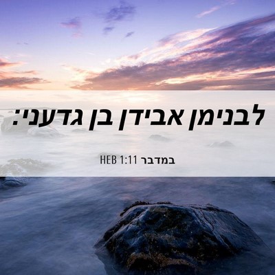 Picture 06 - במדבר 1:11 HEB - לבנימן אבידן בן - Bible Verse Picture