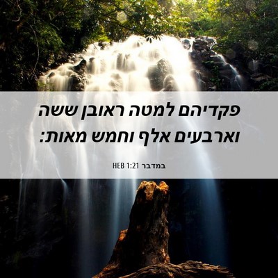 Picture 06 - במדבר 1:21 HEB - פקדיהם למטה ראובן ששה - Bible Verse Picture