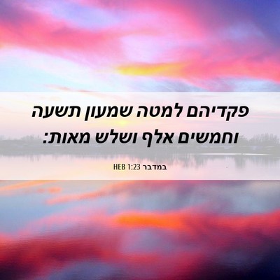 Picture 06 - במדבר 1:23 HEB - פקדיהם למטה שמעון תשעה - Bible Verse Picture