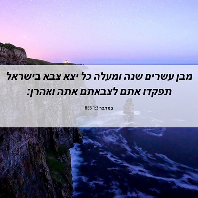 Picture 06 - במדבר 1:3 HEB - מבן עשרים שנה ומעלה כל יצא - Bible Verse Picture