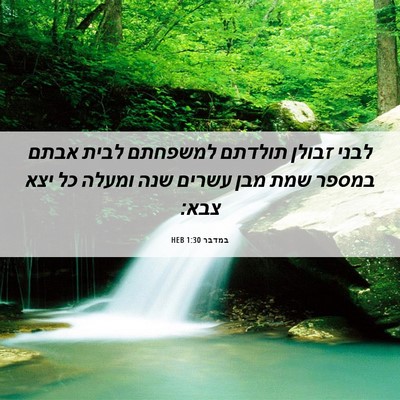 Picture 06 - במדבר 1:30 HEB - לבני זבולן תולדתם למשפחתם - Bible Verse Picture