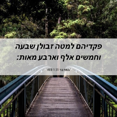 Picture 06 - במדבר 1:31 HEB - פקדיהם למטה זבולן שבעה - Bible Verse Picture