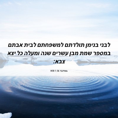 Picture 06 - במדבר 1:36 HEB - לבני בנימן תולדתם למשפחתם - Bible Verse Picture
