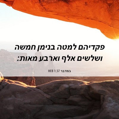 Picture 06 - במדבר 1:37 HEB - פקדיהם למטה בנימן חמשה - Bible Verse Picture