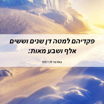 Picture 06 - במדבר 1:39 HEB - פקדיהם למטה דן שנים וששים - Bible Verse Picture