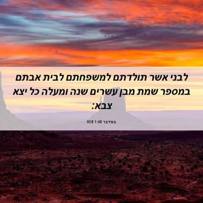 Picture 06 - במדבר 1:40 HEB - לבני אשר תולדתם למשפחתם - Bible Verse Picture