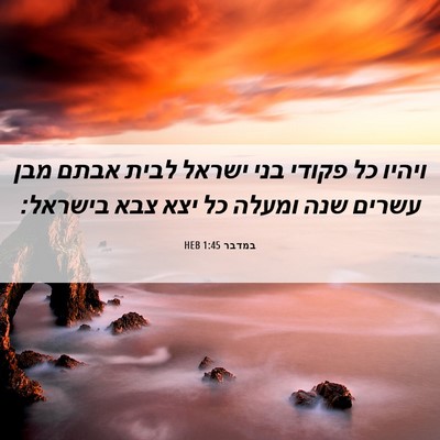 Picture 06 - במדבר 1:45 HEB - ויהיו כל פקודי בני ישראל - Bible Verse Picture