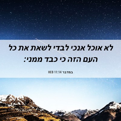 Picture 06 - במדבר 11:14 HEB - לא אוכל אנכי לבדי לשאת את - Bible Verse Picture